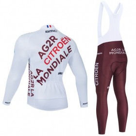 Set Langarmtrikot + Trägerhose Lange 2021 AG2R Citroen Team N001